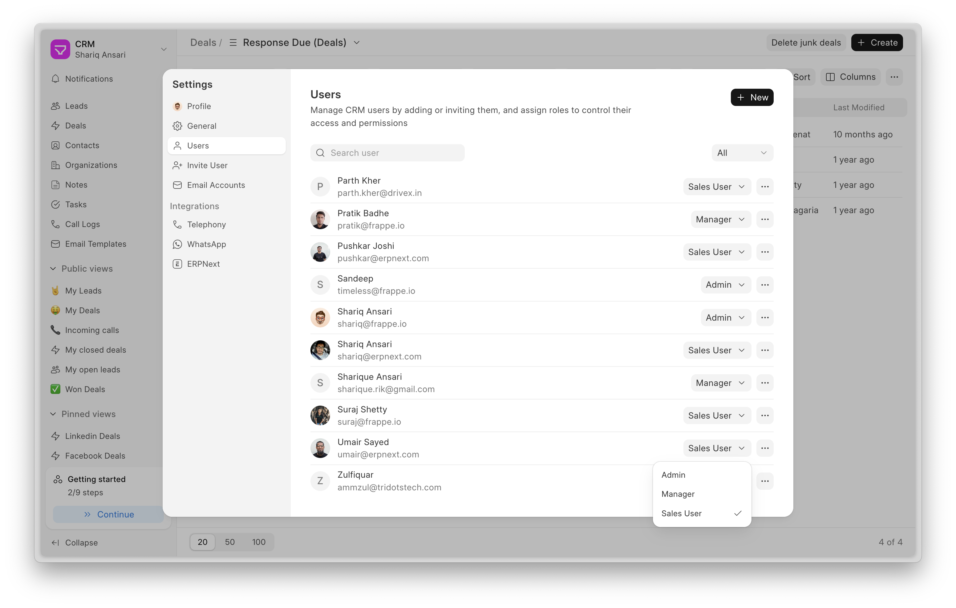 Manage CRM users